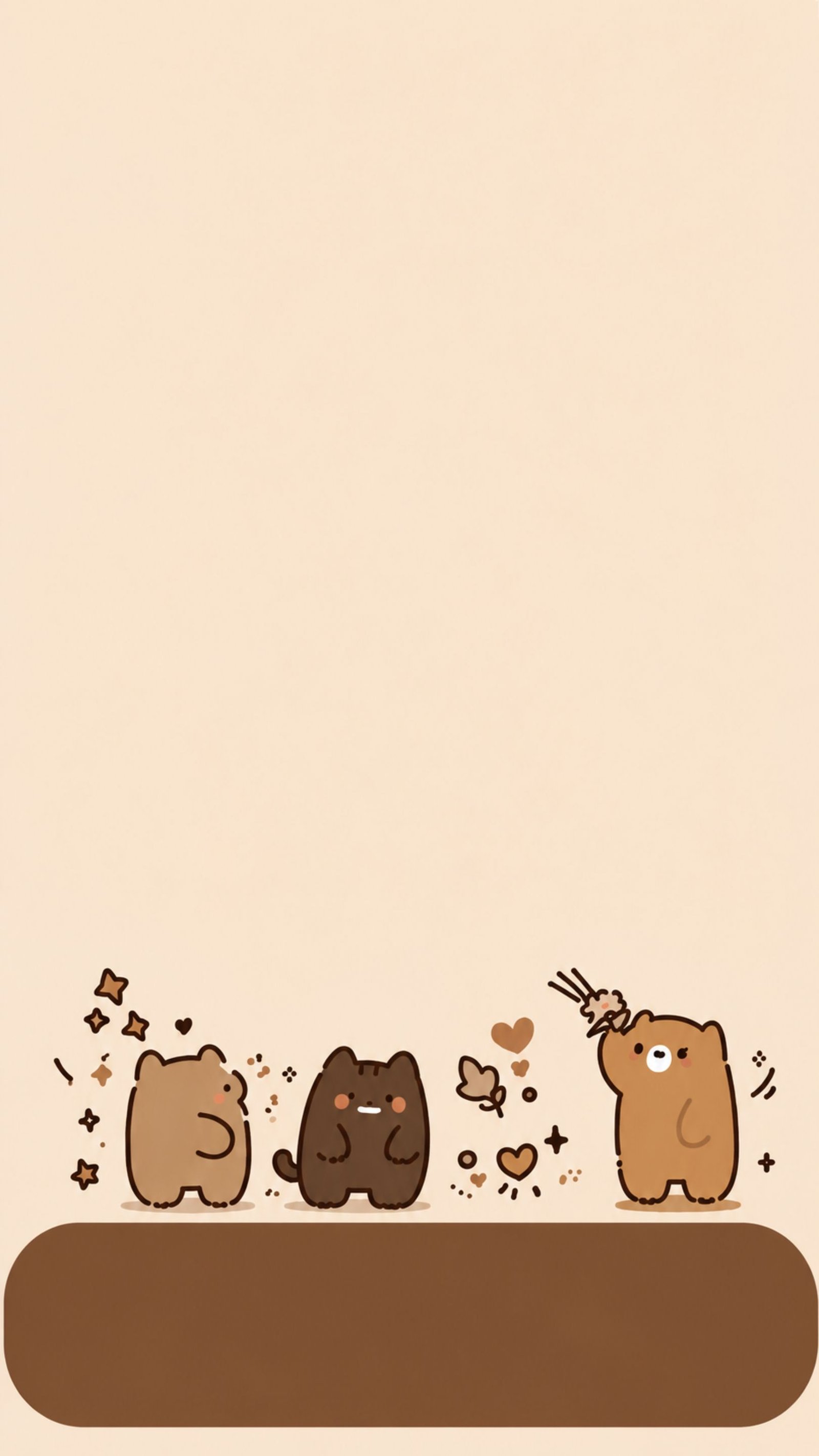 Matching Brown Teddy Bear Wallpapers for Couples | Cute Aesthetic Dual Phone Backgrounds (4K) Home Screen
